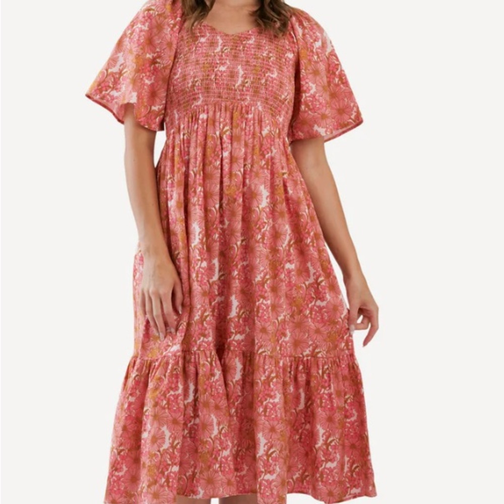 Kate Quinn Pink Floral Midi Dress